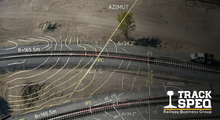 Railway track geometry in an industrial yard