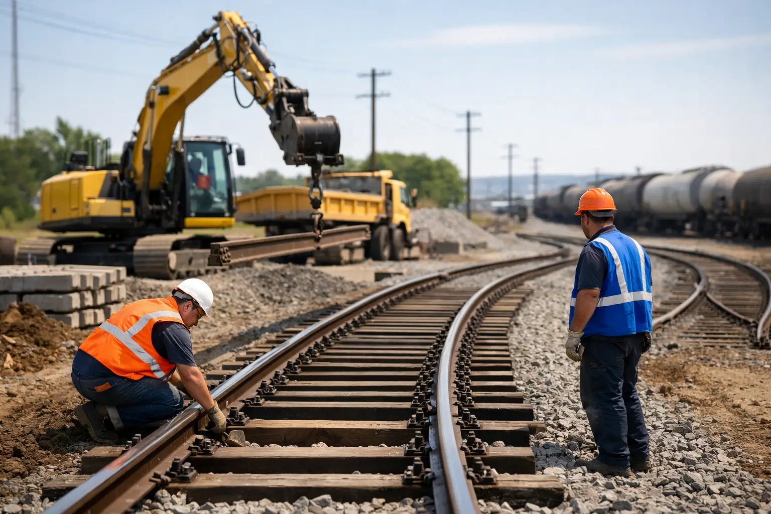 Construction of an industrial rail spur connecting a plant to the main line