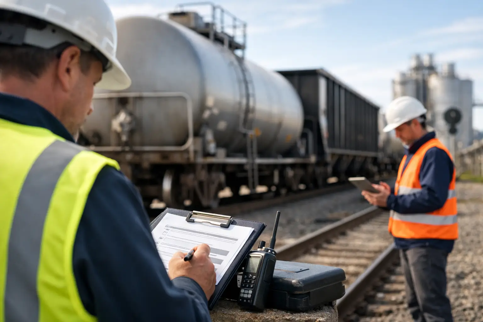 Inspection of an industrial railway track for regulatory compliance